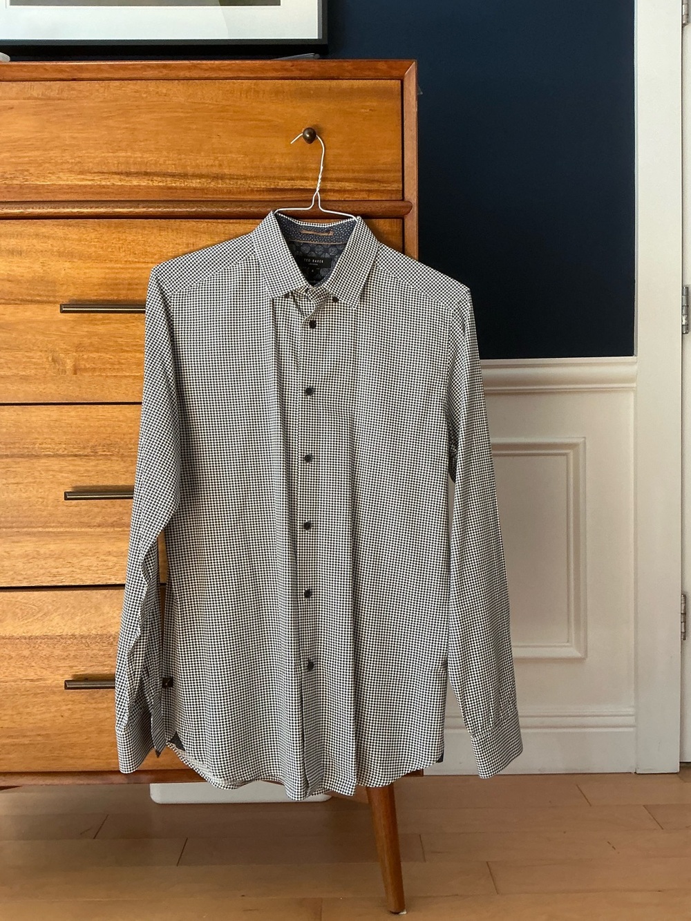 Ted Baker Navy and White Geometric Button-Down Shirt